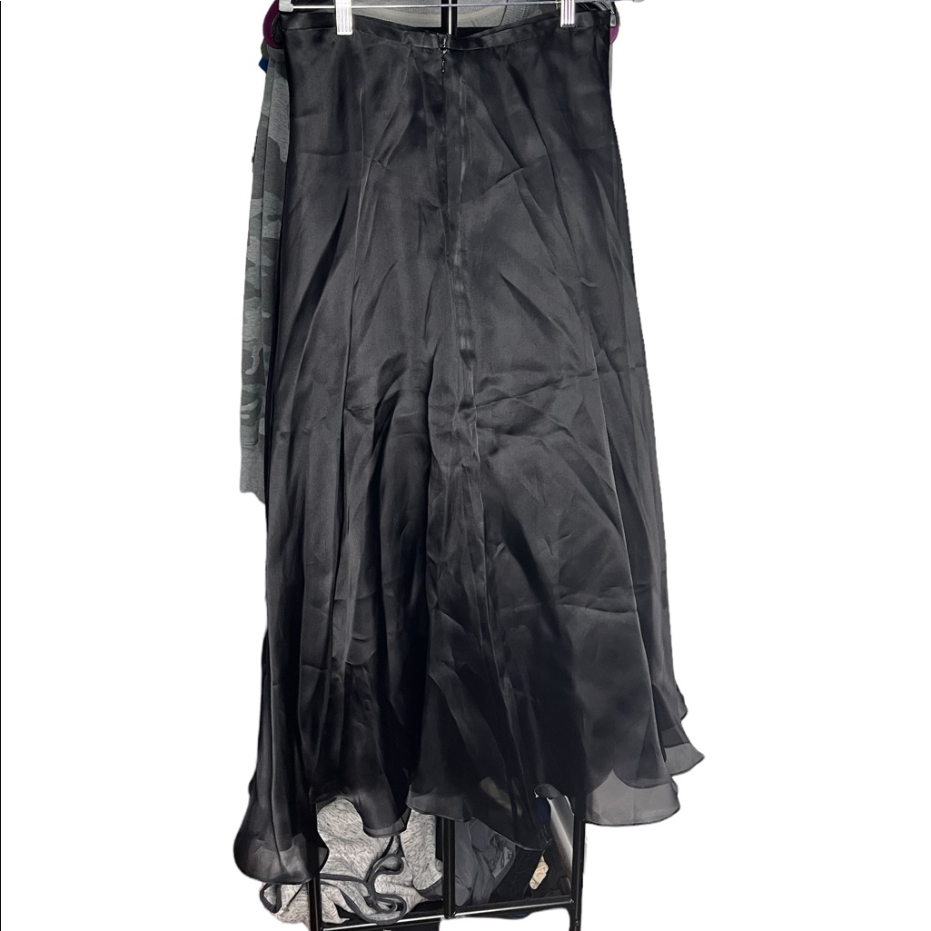 Black Aline Sheet And Satin Midi Length Skirt Dana Bachman